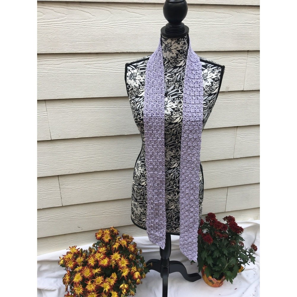 Scarf Crochet Handmade Glitter Lilac Purple Color Long Lightweight New W…